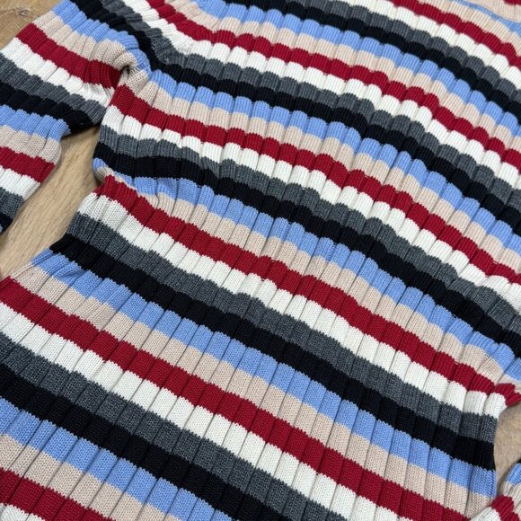 Vintage 90s Niki Taylor By Liz Claiborne Ribbed Striped Turtleneck Sweater XL Mu - Picture 4 of 7